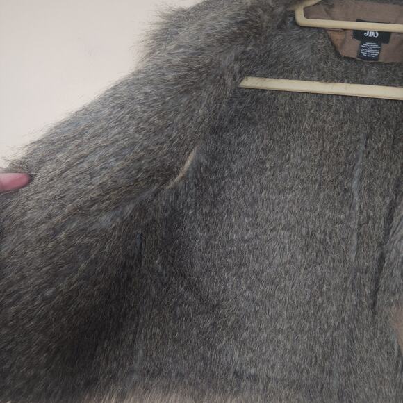 JDS Open Front Suede Vest with Faux Fur in Brown Size M - Picture 6 of 9